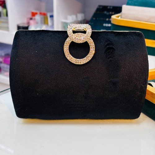 Black Velvet Stoned Clutch