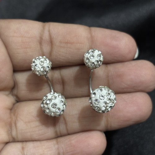 White Ball Earring