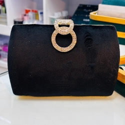 Black Velvet Stoned Clutch