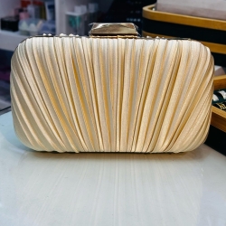 Cream Pleated Clutch